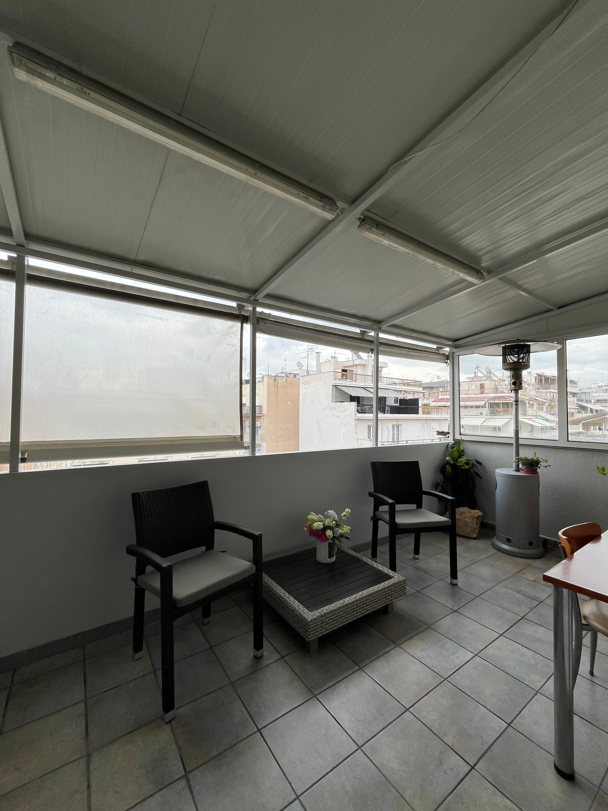 Oasis Apartment balcony, central Athens budget stay