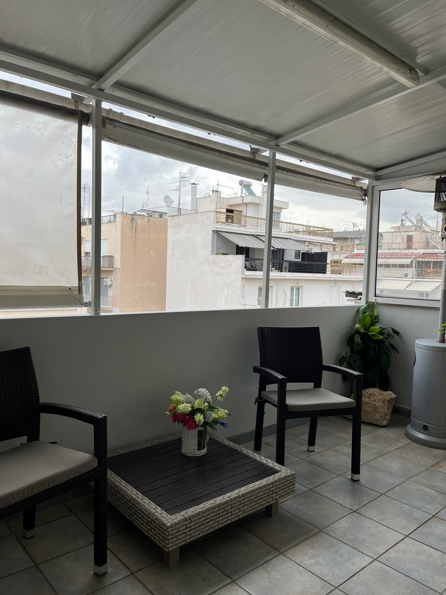 Oasis Apartment balcony, central Athens budget stay