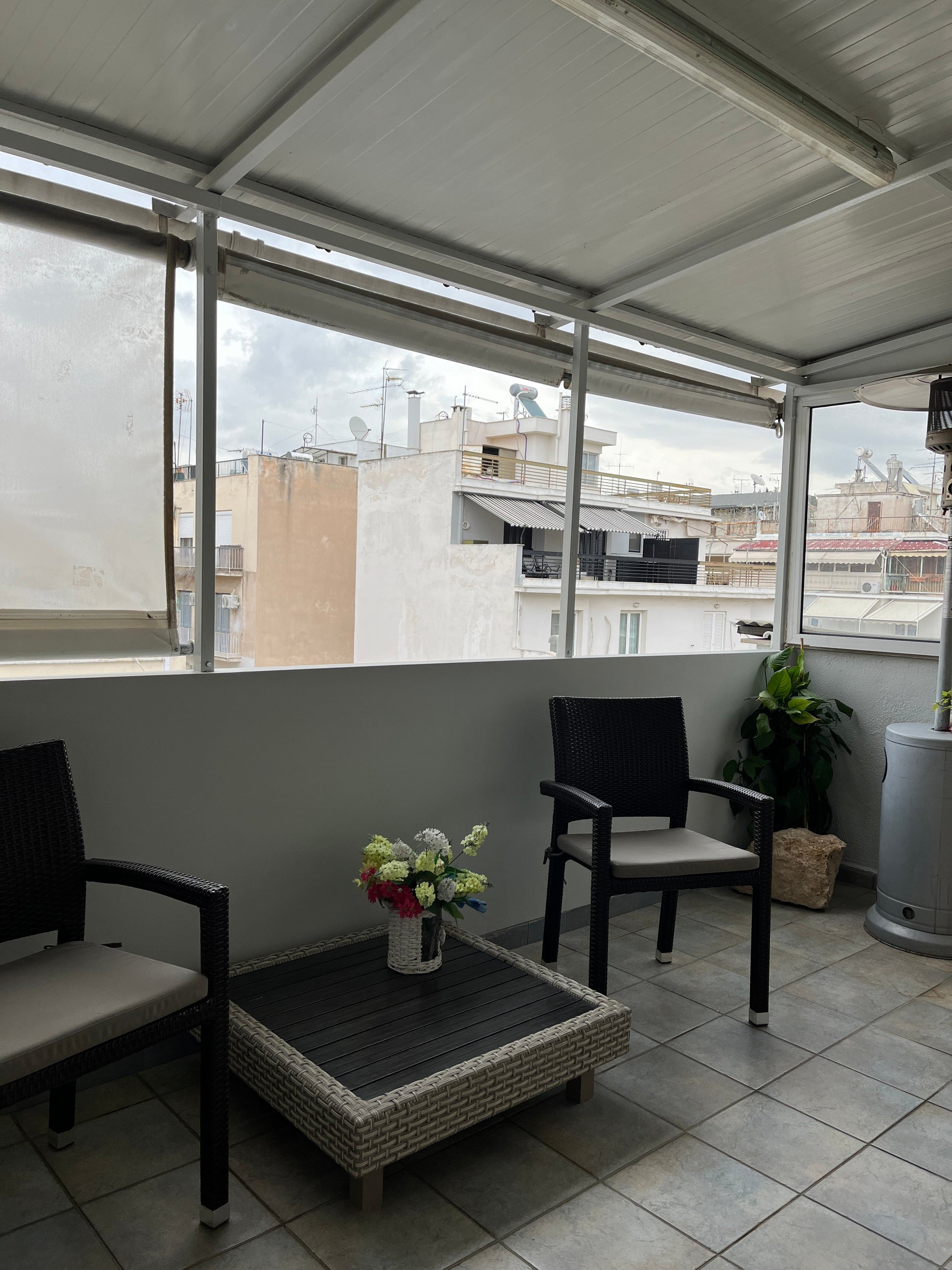 Oasis Apartment balcony, central Athens budget stay