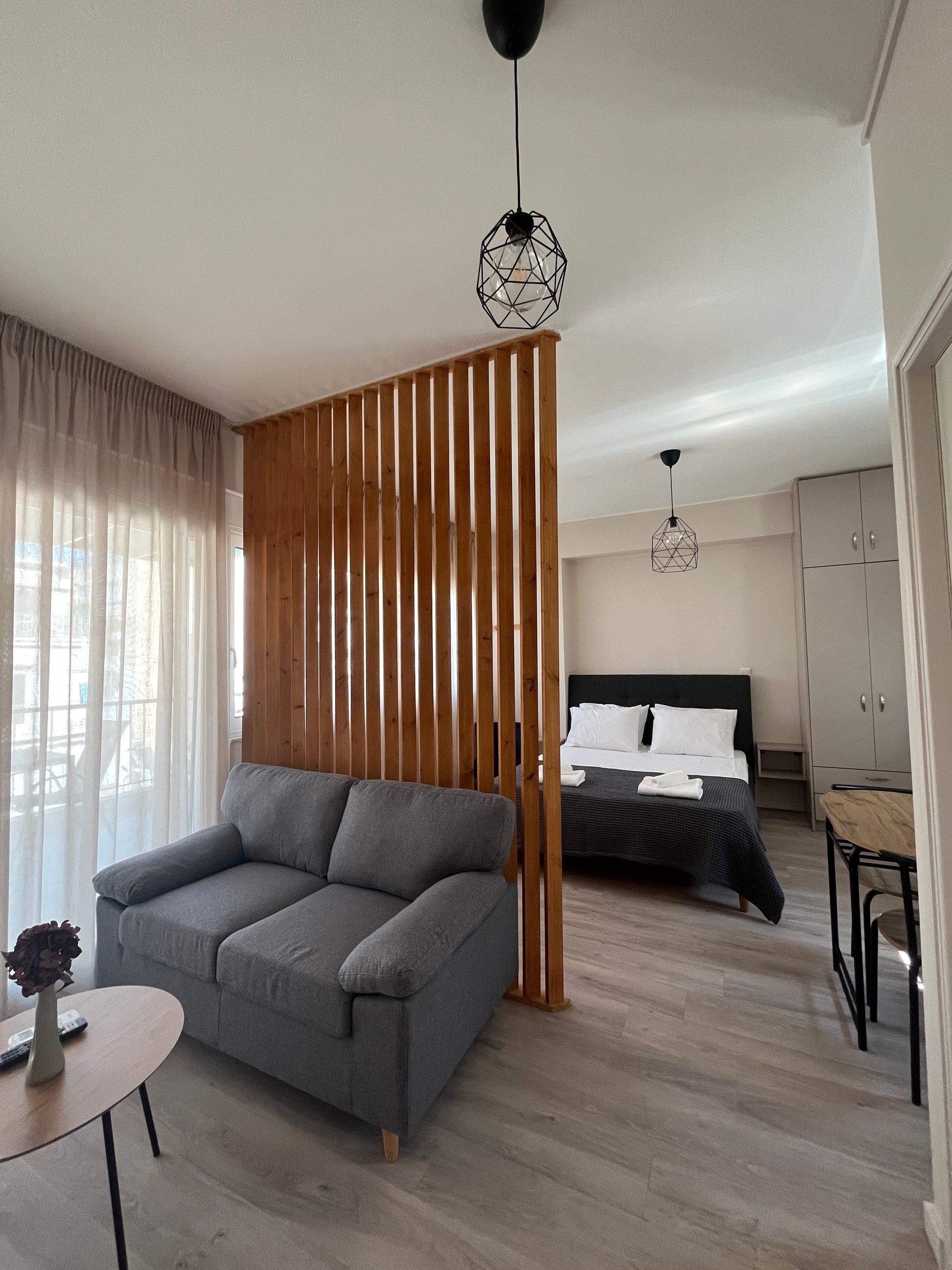 Sunflower Apartment living room, Athens center rental