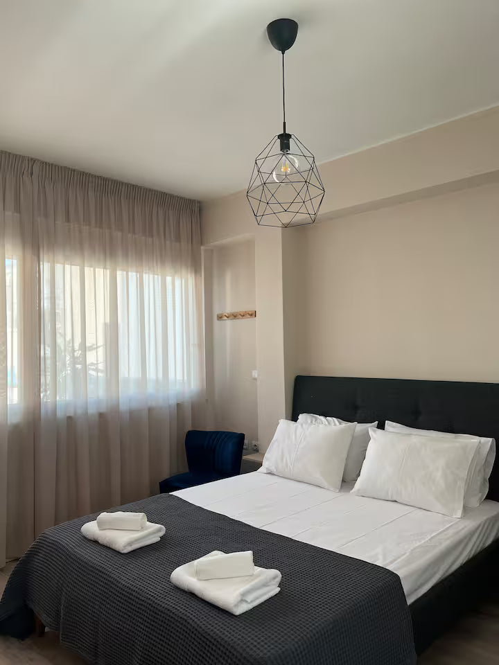Sunflower Apartment bedroom, central Athens